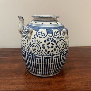 Antique Blue and White Qianlong Marked Large Wedding Teapot
